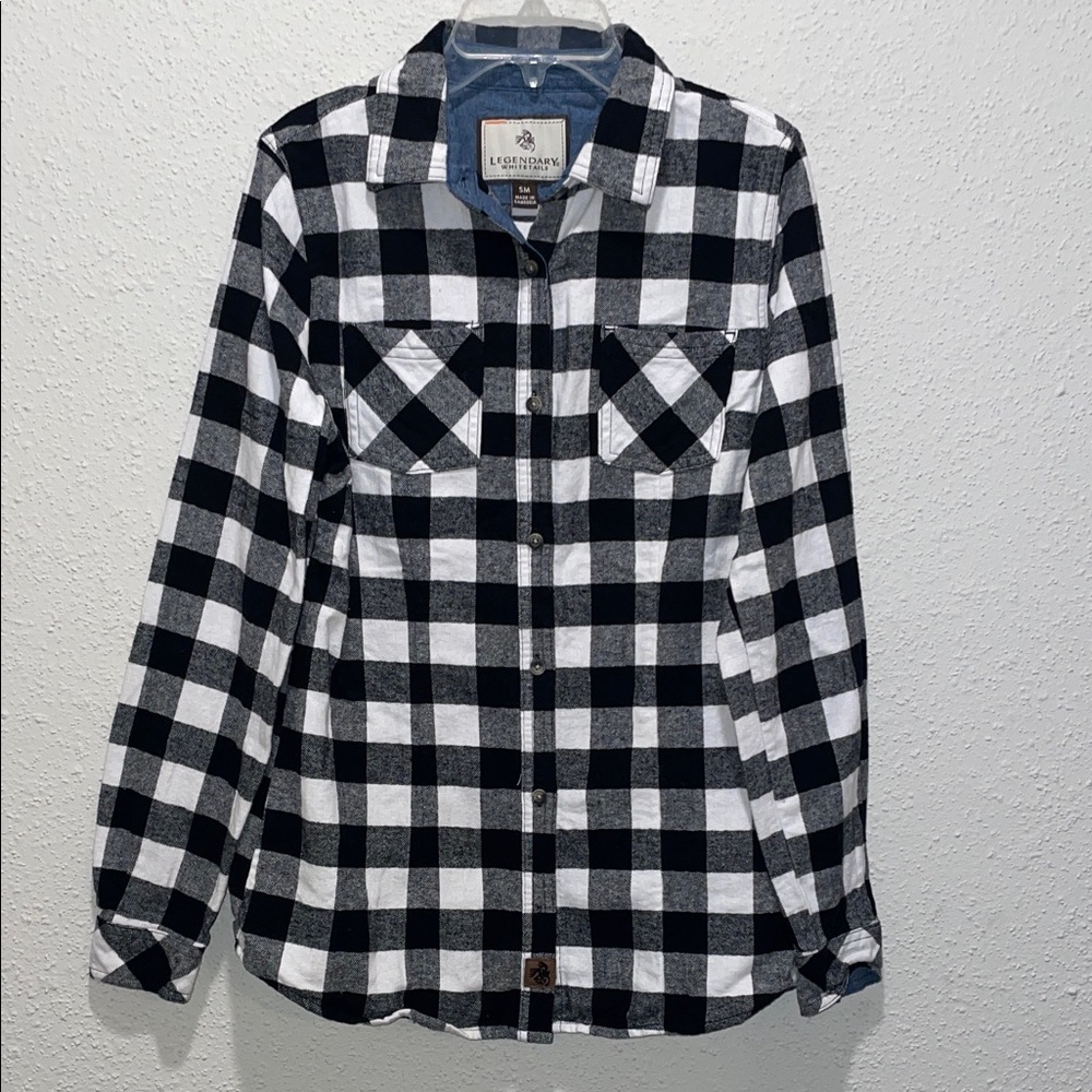 Legendary Whitetails Black and White Plaid Flannel Shirt